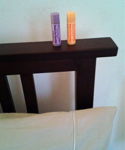 Blistex on the headboard